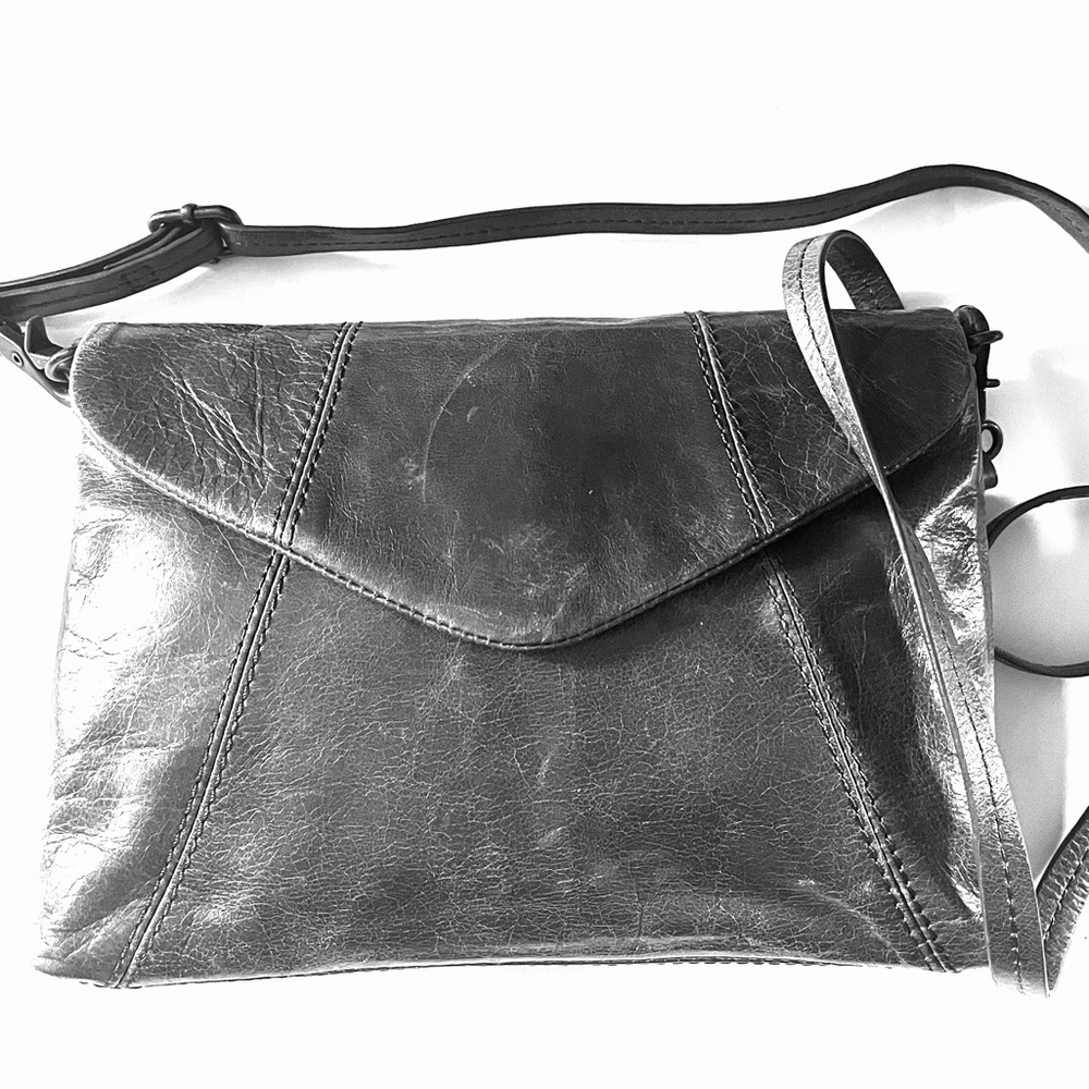 Ellington Gray Leather Crossbody Bag